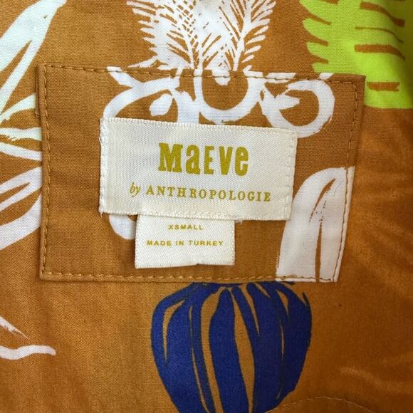 ANTHROPOLOGIE MAEVE TONIGHT TUNIC DRESS MUSTARD COTTON FLORAL BELTED XS - Picture 8 of 10